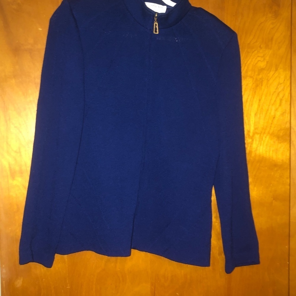 ST. John royal blue sweater jacket cardigan 8
